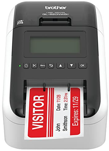 Brother QL-820NWBC Ultra Flexible Label Printer with Multiple Connectivity Options, Black/White, 5.7 x 5 x 9.2