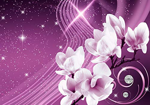 wandmotiv24 Fototapete Diamant Stern Rosa, 200 x 140cm - selbstklebende Strukturtapete, Wanddeko, Wandbild, Wandtapete, Welle, Ornament, Blumen M1679