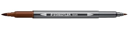 STAEDTLER Watercolour Design Journey 3001-76 - Rotuladores de doble punta de fibra, color marrón, punta fina y flexible, solubles en agua, 10 unidades