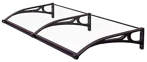 HUHJYUGE Toit Marquise en Polycarbonate Solide 100x200cm, Auvent de Porte D'Entree Pluie et Neige Protection Coupe-Vent, Transparent Marquise de Fenêtre Entrée avec Support