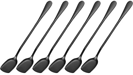 sourcing map Juego de 6 Inoxidable Acero Helado Cucharas, 7.5 Pulgadas Yogur Cucharas Postre Cucharas Pala Pastel Cucharas para Hogar, Cocina, Restaurante, Oscuro Gris