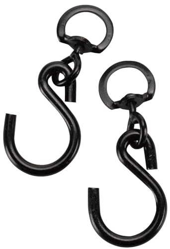 Garden Mile Schwarzer 360° drehbarer S-Haken mit geschlossenem D-Ring – robuste Schwerlasthaken, drehbare Hängehaken für Pflanzenkorb, einfach zu drehen, Blumentopf, Metall