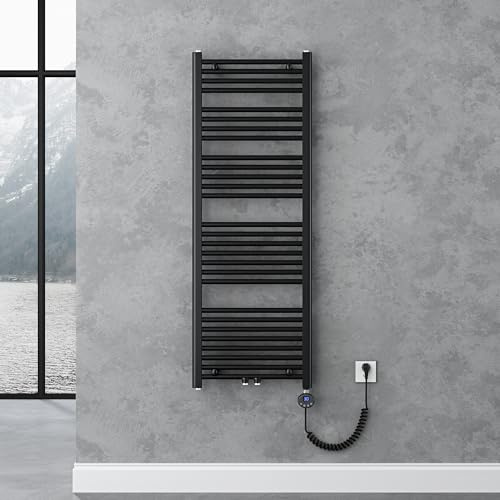doporro Elemento Riscaldante per Radiatore da Bagno 800 W con Interruttore | Colore Nero, Acciaio al Carbonio, Potenza 800 W, Installazione Verticale, Protezione dal Surriscaldamento, Montaggio a Parete