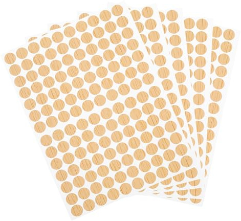 sourcing map 5 Sheets/700Pcs Screw Hole Stickers, 12mm/0.47inch PVC Self-Adhesive Screw Cover Sticker Dustproof Round Screw Covers Caps for Wooden Furniture Cabinet Shelve, Khaki