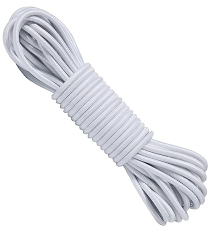 BYZANDQI Gummiseil Expanderseil 5 mm 20 m Planenseil Spannseil Weiß | Gummileine für Anhängerplane Plane Zelte Netz Banner