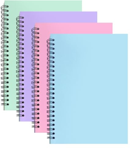 ABCDPP 4-pack spiral anteckningsblock A5, A5 anteckningsbok, 100 sidor/50 ark färgglada omslag trådbundna anteckningsböcker bulkjournaler, 14 cm x 21 cm fodrad anteckningsbok för affärskontor skola