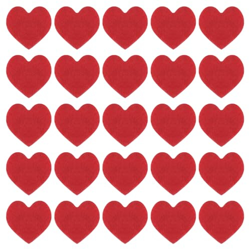 QUARKZMAN Packung mit 100 Pom Pom Herzen aus Filz 1 Zoll x 1 Zoll Rot | Herzförmige, Für Valentinstag Basteln, Für Heimdekoration Party Basteln Kunst