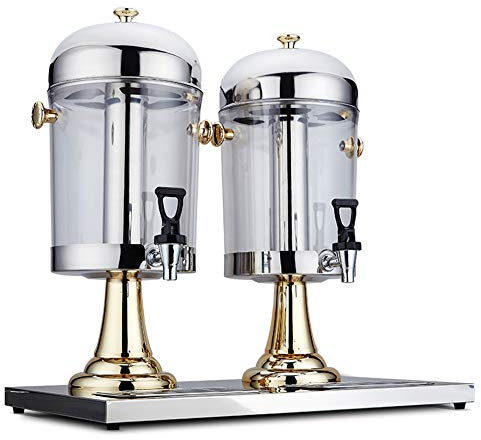 Dispensador de bebidas de acero inoxidable de 8 L con doble cabezal, perfecto para uso en hoteles y negocios, ideal para servir cerveza fría, zumo de frutas y otras bebidas refrescantes, acabado