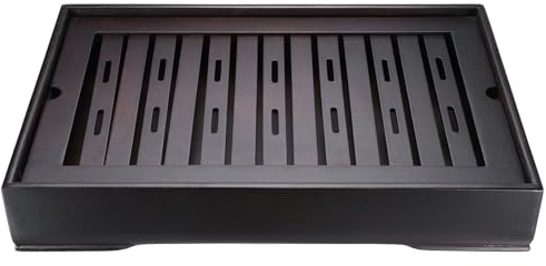 QUARKZMAN Bambou Chinois Gong Fu Thé Plateau 14,6 Classique Thé Plateau Bambou Thé Table Meuble Vintage Thé avec Eau Rangement Boîte pour Boire Thé Marron