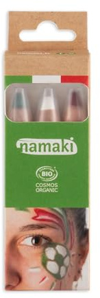 Bio Supporter Italy Make-up-Set – 3 Jumbo-Stifte grün weiß rot Namaki