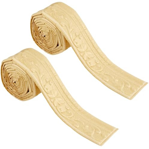 GORGECFAFT 2 rollo 2.3mx7.8cm de Borde de Espejo Flexible para Pared Borde de Espuma para Papel Tapiz 3D Moldura de Corona Autoadhesiva Moldura de Zócalo para Decoración de Muebles Del Hogar (Mocasín)