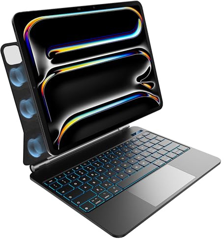 pankeybd Schutzhülle mit Tastatur für iPad Pro 13 Zoll M4 2024, 7-farbige Hintergrundbeleuchtung, Multi-Touch-Trackpad, schwebendes magnetisches Design, Schwarz
