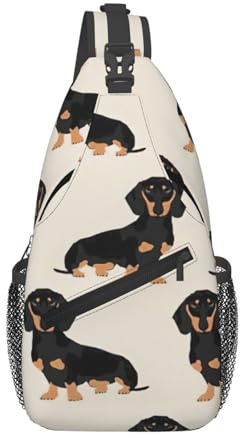 BREAUX Cross-Tasche mit Dackel-Motiv, für Herren, verstellbare Outdoor-Reisetasche, schwarz, Einheitsgröße, Sling-Rucksäcke, Schwarz, EinheitsgröÃŸe