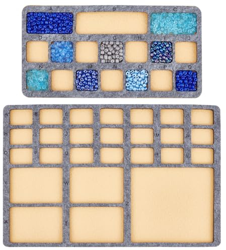 BENECREAT 2 pz. Pannello di Design con Perline In Feltro,Vassoio per Perline con Griglie Cuscinetti per Perline Fai-Da-Te per Artigianato Artistico Creazione di Gioielli Forniture per Perline
