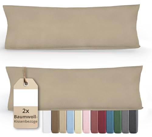 Greenline 100% Baumwolle 2er Set Kissenbezug 40 x 145 cm Beige