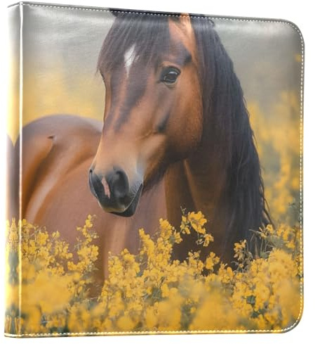 Albums photo autocollants pour photos de 10 x 15 cm, 12 x 17 cm, 5 x 7 cm, 15 x 20 cm, album photo pour famille, remise de diplôme, mariage, cheval marron, fleurs jaunes