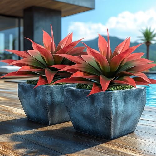 ENALGRE Artificial Agave 22In Faux Agave Outdoor Artificial Plant Fake Plant for Indoor Home Decoration Plastic Plant Indoor Artificial Plant Simulation Plant,Red,2Pack，No Vase