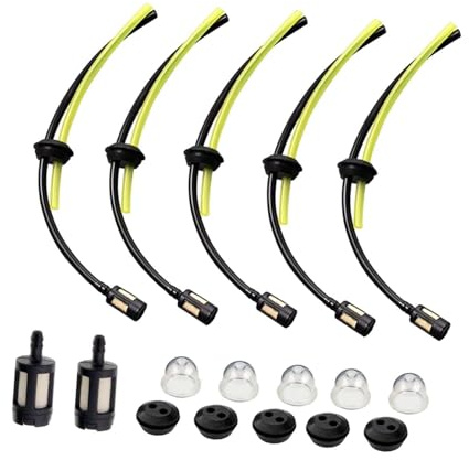 Kit de 17 filtros de gasolina para desbrozadora de combustible, 22 cm, repuesto con bombillas de imprimación para máquina de jardín, accesorios para cortacésped