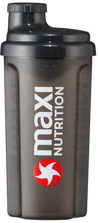 MaxiNutrition Protein Shaker für Eiweiß Getränke, 500 ml, schwarz, mit Sieb, klumpenfrei shaken, Drehverschluss
