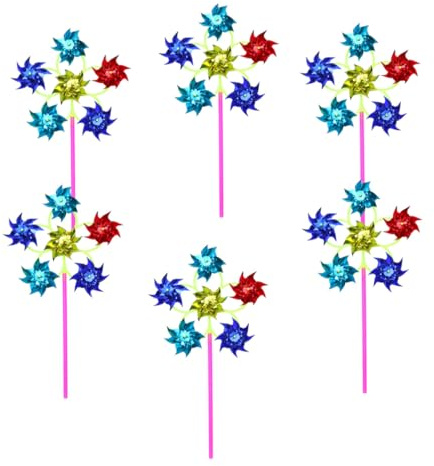 VINTORKY 6 Pièces Moulin à Vent en Plastique Moulin à Vent Enfants Jouets De Plein Air Multicolore Couleur Forme Décor Pinwheel De Pelouse