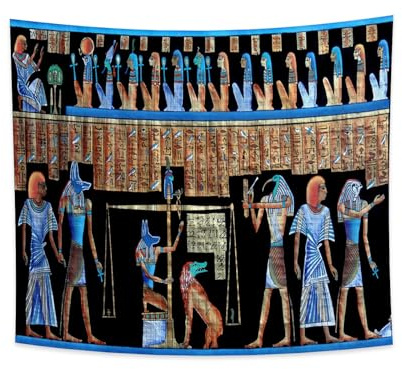 YONGFOTO 220x190cm Arazzo Antico Egitto, Dio Anubi Horus Passaggio Sotterraneo Equilibrio Dominio Civiltà Antica Arazzi Da Parete Per Casa Decorazione Da Parete Tovaglia Coperta