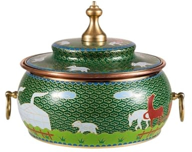 Hot Pot Shabu Pentola Calda In Rame Cinese Vintage For Uso Domestico Shabu Elettrico A Induzione Elettrica Pentola per Cucina(Grün)