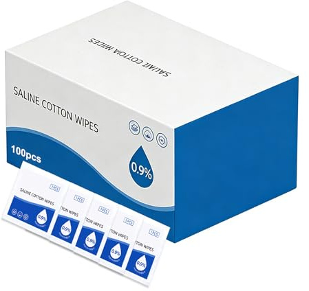 Cleansing Wipes, Cleaning Wipes, Moist Saline Cleansing Wipe, Cleaning Wipe for Wound, Alcohol Free, Individually Wrapped (Pack of 100)