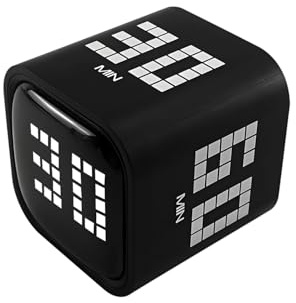 QUMOX Temporizador Digital En Cubo, Reloj De Cuenta Regresiva Recargable Con Sensor De Gravedad Y Modo Manual, 5/10/30/60 Minutos, USB-C, Pantalla LED, Alertas Con Vibración Y Sonido Para Estudio, Coc