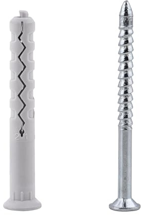MIVOS Schnellmontage Schlagdübel mit Schrauben, Trichter - 8 x 60 mm - 10 Stück - Dübel mit Flanschschraube - Einschlagdübel - Nageldübel - Kunststoffdübel
