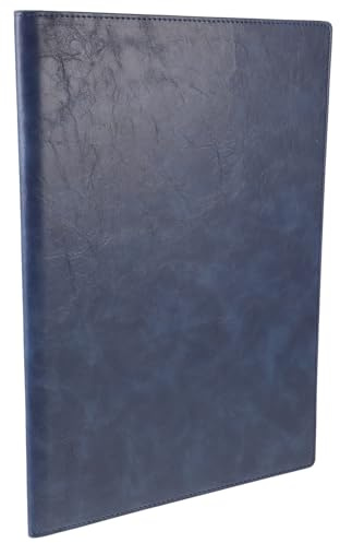 FOMIYES Classeur de Documents A4 en Cuir PU Résistant Dossier de Présentation Professionnel Bleu Marine Organiseur Multifonction pour Bureau et Entretien d'Embauche Porte-Chemises