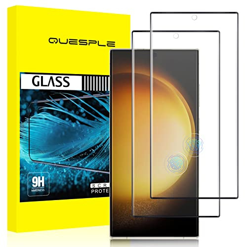 QUESPLE [2 Stück] Panzerglas Schutzfolie für Samsung Galaxy S23 Ultra, Anti-Kratzen, HD Klar Blasenfreie Samsung S23 Ultra Schutz Gehärtetem Glas Displayschutzfolie, Fingerabdruck-ID Unterstützen