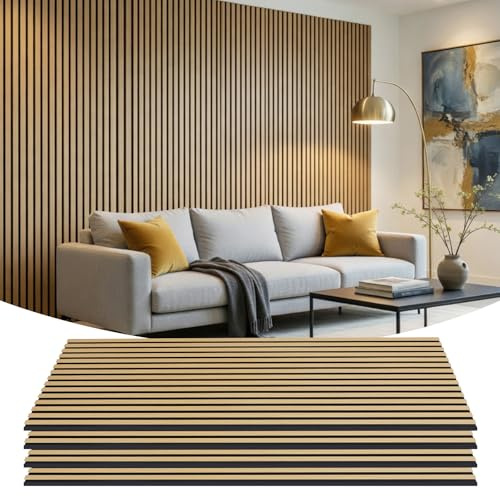 Wood Slat Wall Panels - 4 Pack 47.2 × 23.6 - Acoustic Sound Proof Panels Noise Reduction for Home Office Studio, 3D Fluted Sound Dampening Absorbing Panels, Oak