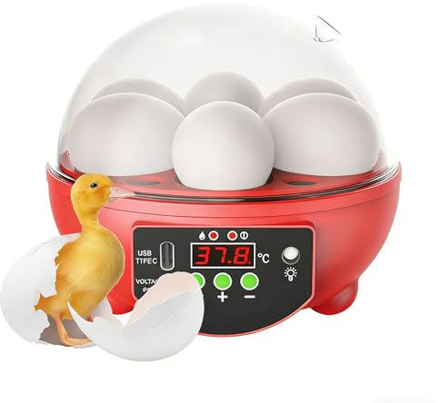 Eierinkubator – 6-Slot-Inkubatoren für Bruteier, 5V 8W USB-Plug-in-Nutzung für Brutgeflügel, mit automatischer Temperatur- und Luftfeuchtigkeitskontrolle | Für Hühner-Enten-Wachtel-Vogelfarmen