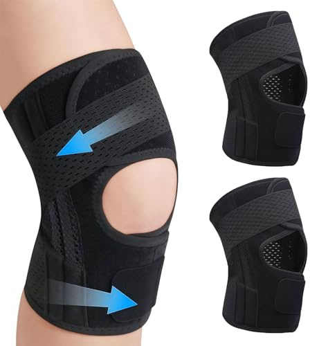 LuminaVerde Rodillera, 2 Unidades Rodillera Mujeres y Rodillera Hombres para menisco, Rodillera con estabilizadores para artrosis Soporte de Rodilla Negro