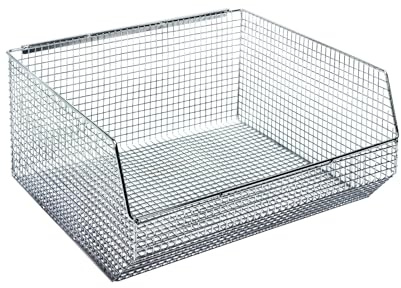 Quantum Storage QMB550C Mesh Stack & Hang Part Organizer Chrome Bins - 14-1/2 x 16-1/4 x 7 - 5 Pack