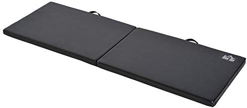 HOMCOM Tapis de gymnastique yoga pilates fitness pliable portable grand confort 180L x 60l x 5H cm revêtement synthétique noir
