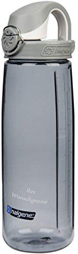 Nalgene Trinkflasche 'OTF' – 0,65L (grau, Deckel grau-Weiss, mit Namensgravur, 0.7l)