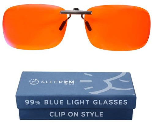 Sleep ZM Blue Light Blocking Glasses – Clip On Frame - SleepAid Orange Lens – 50+ Styles & 13 Lens Colors for Men & Women to Filter Light in All Environments – Work, Play, Computer & Gaming