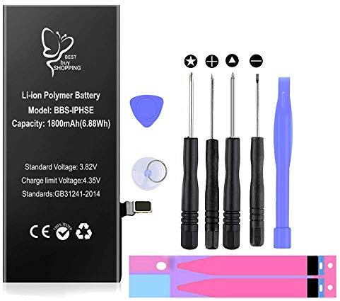 BESTbuySHOPPING® Batteria compatibile con iPhone SE 1 GEN 1800 mAh ad alta capacità | Kit attrezzi x riparazione | Ricambio nuovo di ALTA QUALITA' 0 cicli di ricarica adatta a tutti gli APN originali