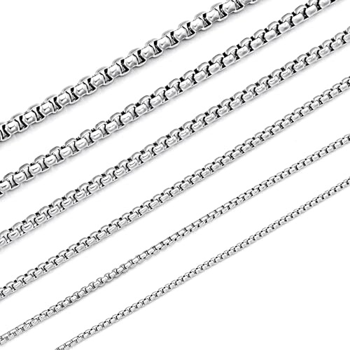 Giftall Stainless Steel Chain Necklace for Men 2MM Square Rolo Chains Round Box Chain Necklace for Women 20 Inches