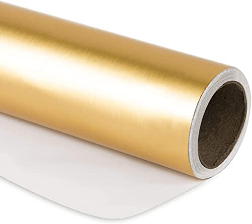RUSPEPA Goldenes Metallic-Geschenkpapier – Minirolle – Einfarbiges, Mattes Papier, Perfekt Für Hochzeit, Geburtstag, Weihnachten, Babyparty – 44 cm X 10 m