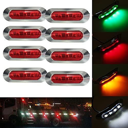 Etomvoop 8 Stück LED-Seitenmarkierungsleuchten wasserdicht 4 LED Auto-Heck-Seitenleuchten für 12V-24V LKW Anhänger Wohnmobil Campervan Boot Marine (Rot)