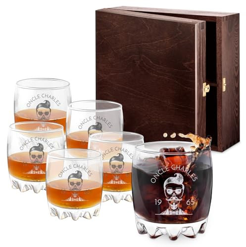 Maverton Set de 6 Verres à whisky personnalisé, Cadeau d’anniversaire