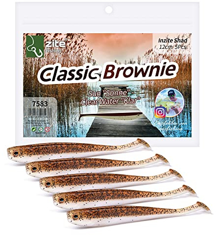 Zite Fishing Gummifische Zander Set – Inzite Shad 12cm Diverse Farben | 5STK Fängige Gummiköder Zander-Angeln - Softbait Angelköder UV-Aktiv, Gummifisch Set