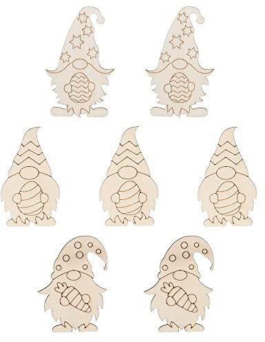 Ideen mit Herz Holz-Wichtel Ostern, verschiedene Designs, 10cm hoch, 2,5mm stark, 7 Stück