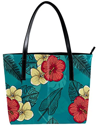 Bunte tropische Blumen Muster Schultertasche Leichte Freizeit Schultasche Lehrer Tasche Handtasche Geldbörse, Mehrfarbig