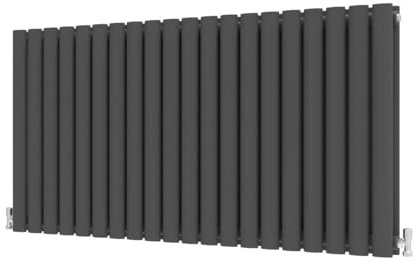 Radbliss Oval Column Horizontal Radiator 600x1180mm Anthracite Double Central Heating Designer RAD