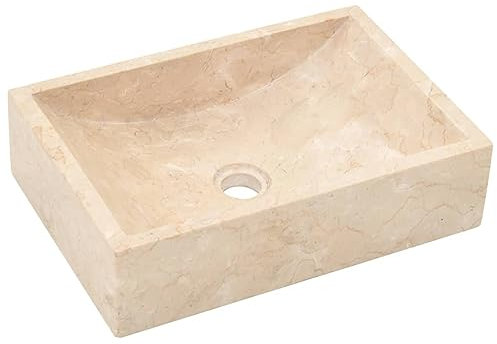 Homgoday Lavello 45 x 30 x 12 cm, color crema effetto marmo lucido, lavabo da appoggio, lavabo per bagno, lavabo da bagno per piccolo guardaroba bagno