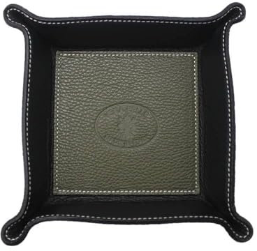 FrasiBags Taschenleerer aus echtem Leder - Quadratisches Ledertablett Organizer, Praktische Aufbewahrungsbox - für Geldbörsen, Uhren, Schlüssel, Münzen, Handys und Büroausstattung (Grün)