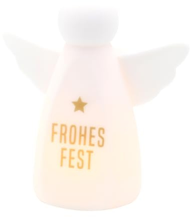 Dekohelden24 ***LED Nachtlicht Engel mit Timer, Frohes Fest -, L/B/H: 11,3 x 5,5 x 12,2 cm